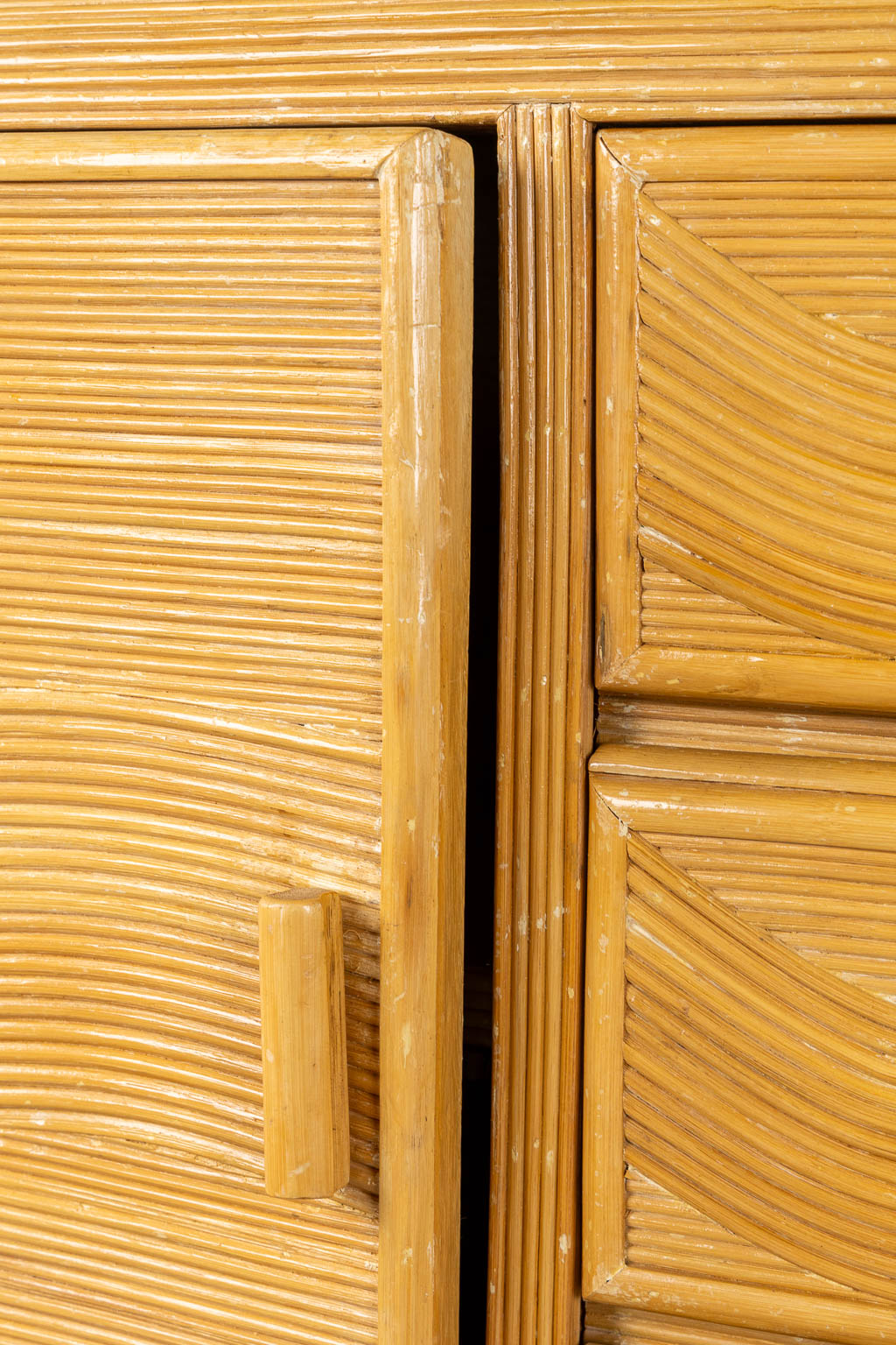 A vintage 'Faux Bamboo' dresser, two doors and three drawers. 