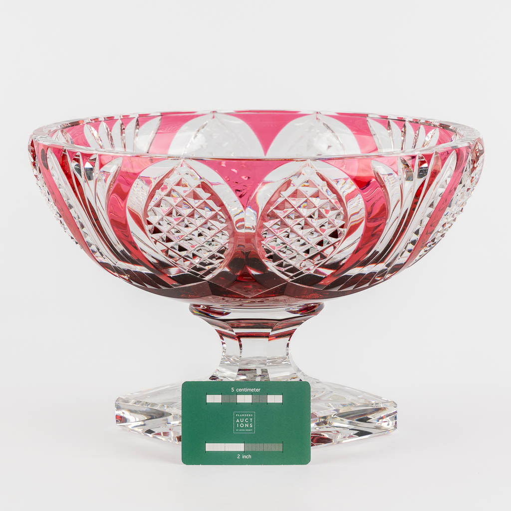 Val Saint Lambert, a large bowl, cut and coloured crystal. (H:21 x D:31 cm)