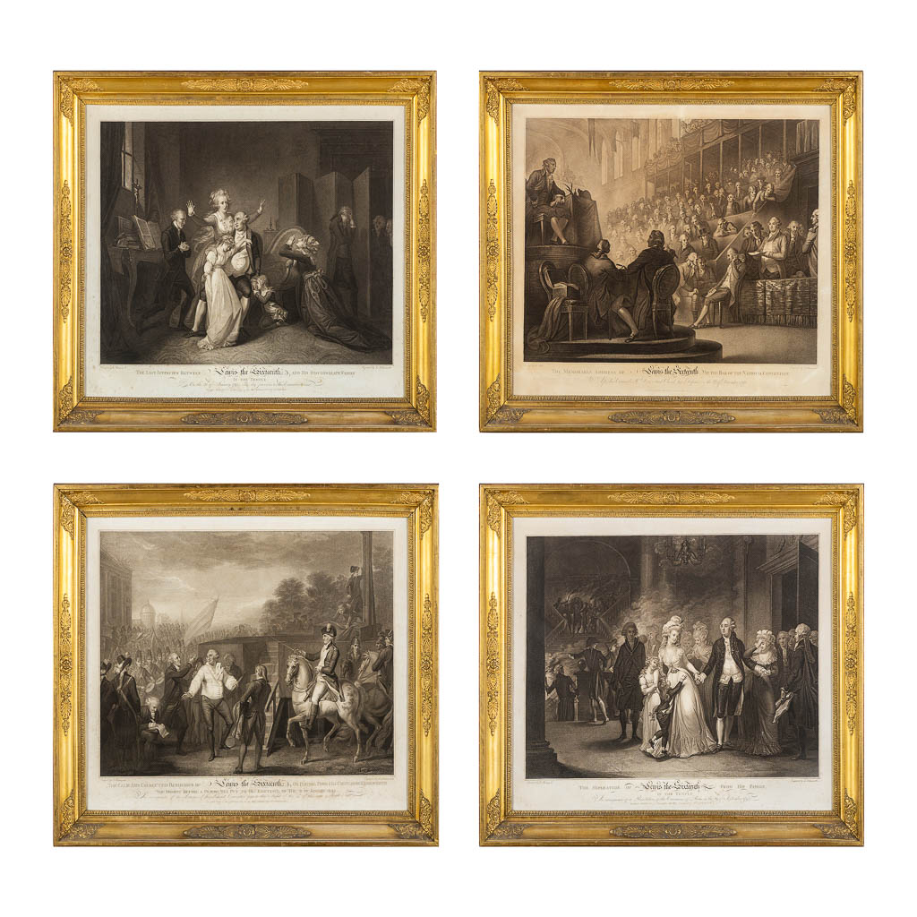 Four antique Engravings, Louis XVI, Charles Benazech and Luigi Schiavonetti. 19th C.  (W:60 x H:44 cm)