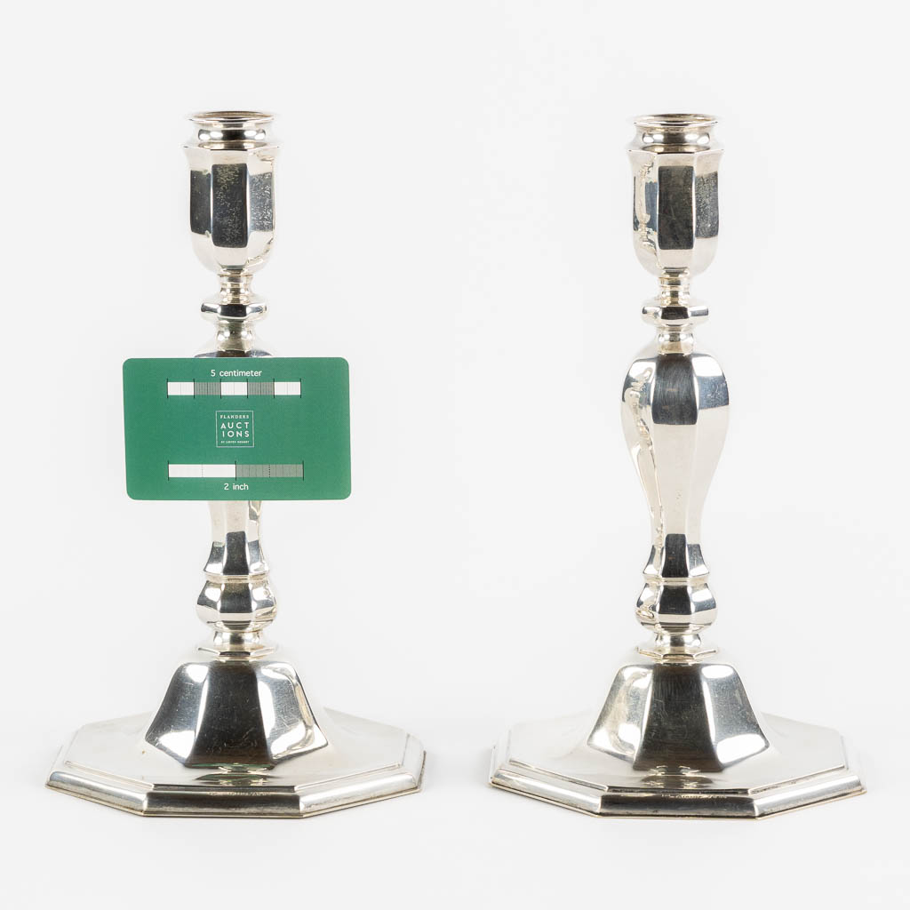 M.H. Wilkins & Sohne, A pair of silver candlesticks, 835, Germany. 855g.