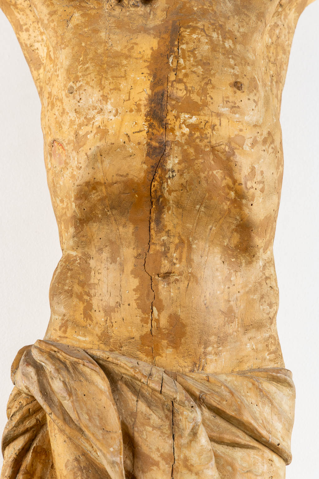 A very large, wood sculptured Corpus Christi, circa 1800. (W:96 x H:138 cm)