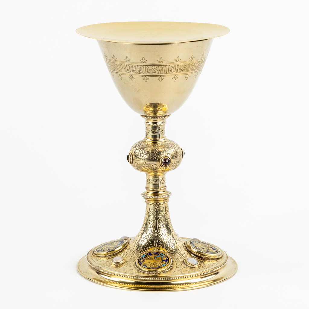 A Chalice, Gold-plated with enamel cartouches of 