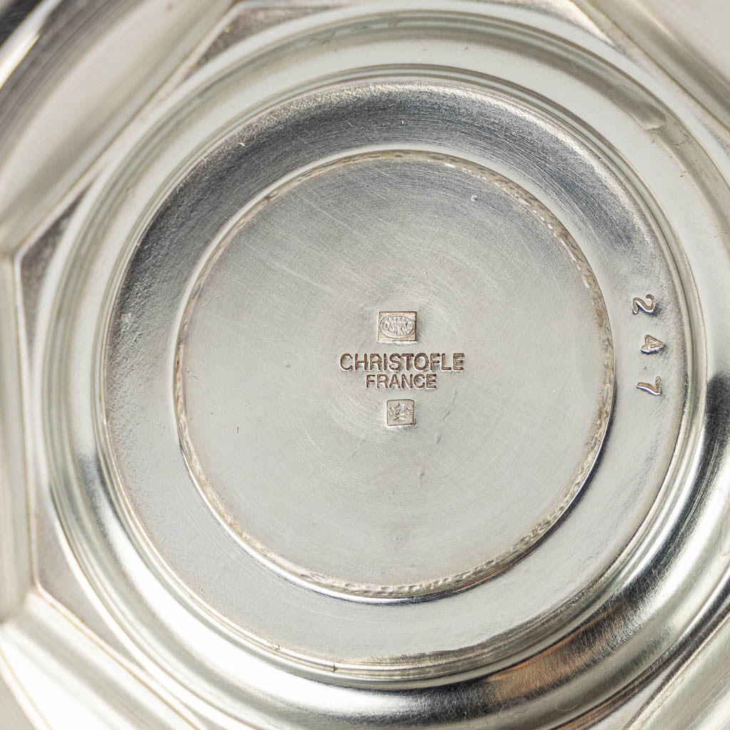 Christofle, a coffee pot and 12 bowls. Silver-plated metal.