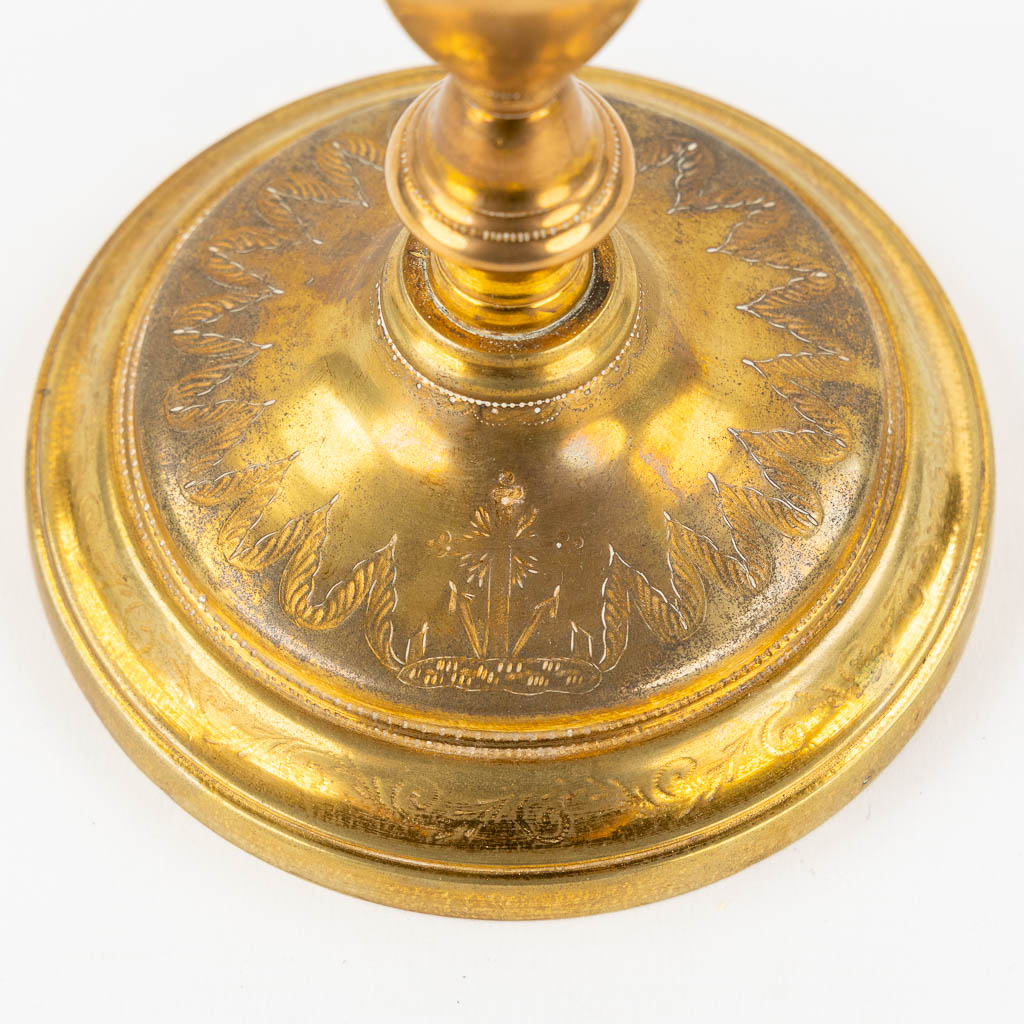 Two chalices with a silver cuppa, on a silver-plated and copper base.