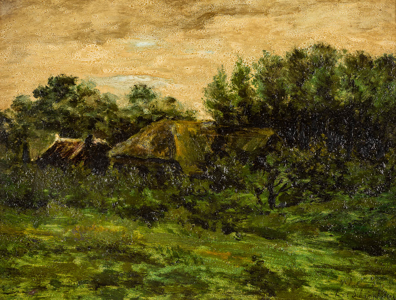 Edmond DE SCHAMPHELEER (1824-1899) 'Landschap' olie op paneel. (W:39 x H:30 cm)