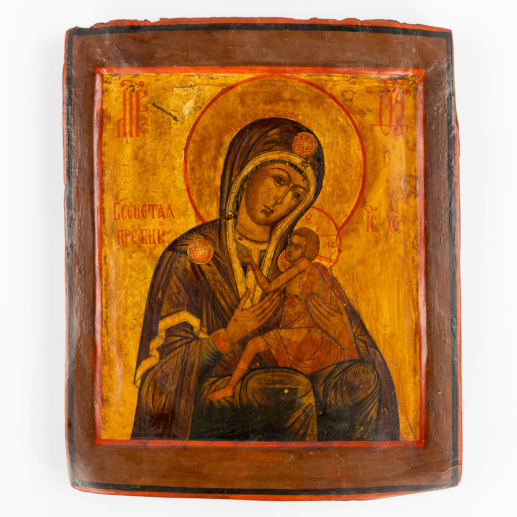 Five Russian icons, Mother God Ovsepetaya, Saint Nicholas. 19th C. (W:24 x H:30 cm)