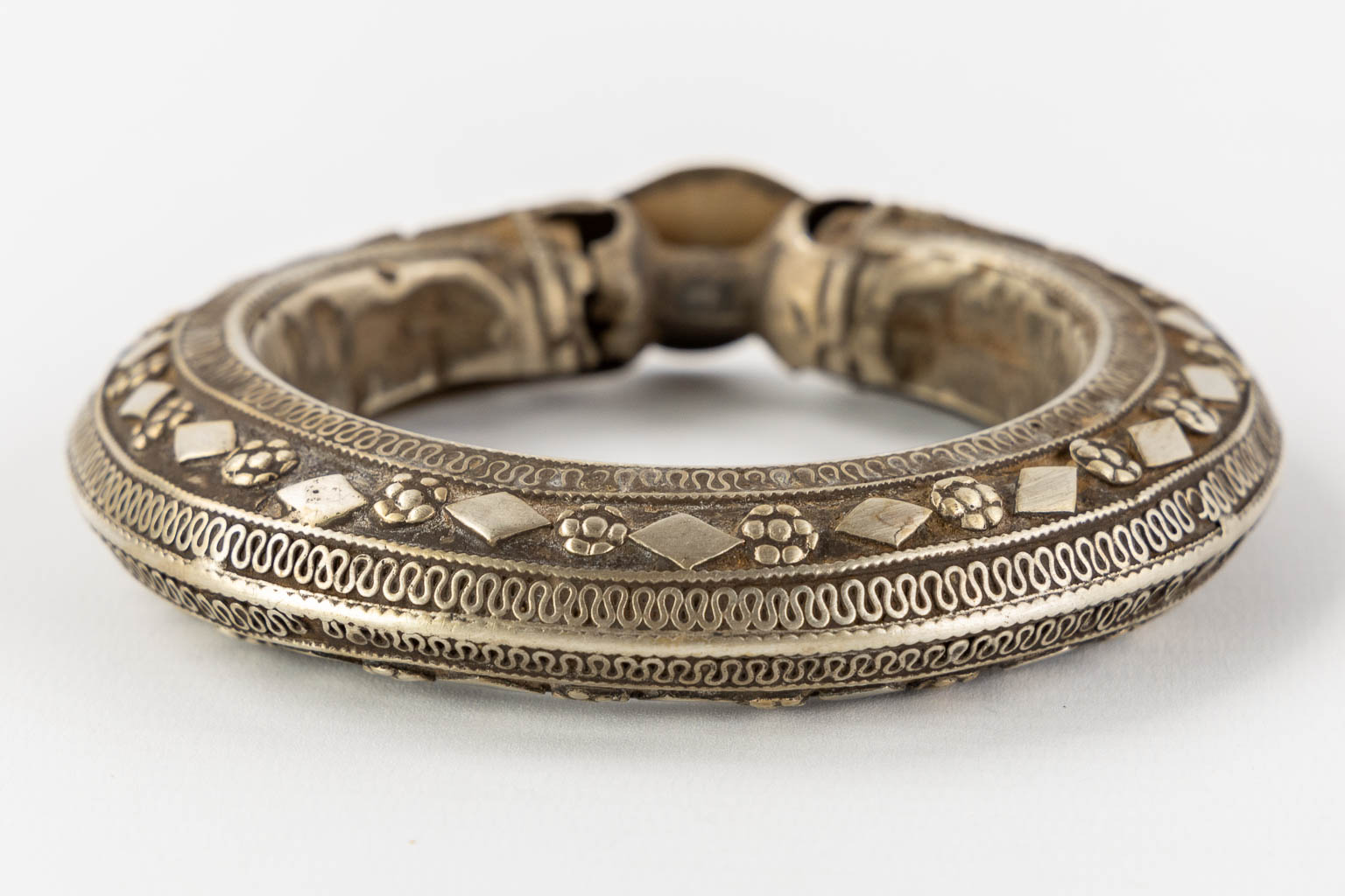 Seven silver and silver-plated Rachaida or Bedouin bracelets.