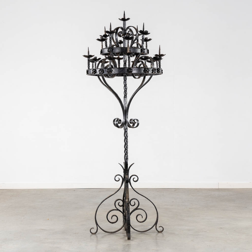 A large Chruch Altar Candelabra, Wrought iron. (H:184 x D:70 cm)