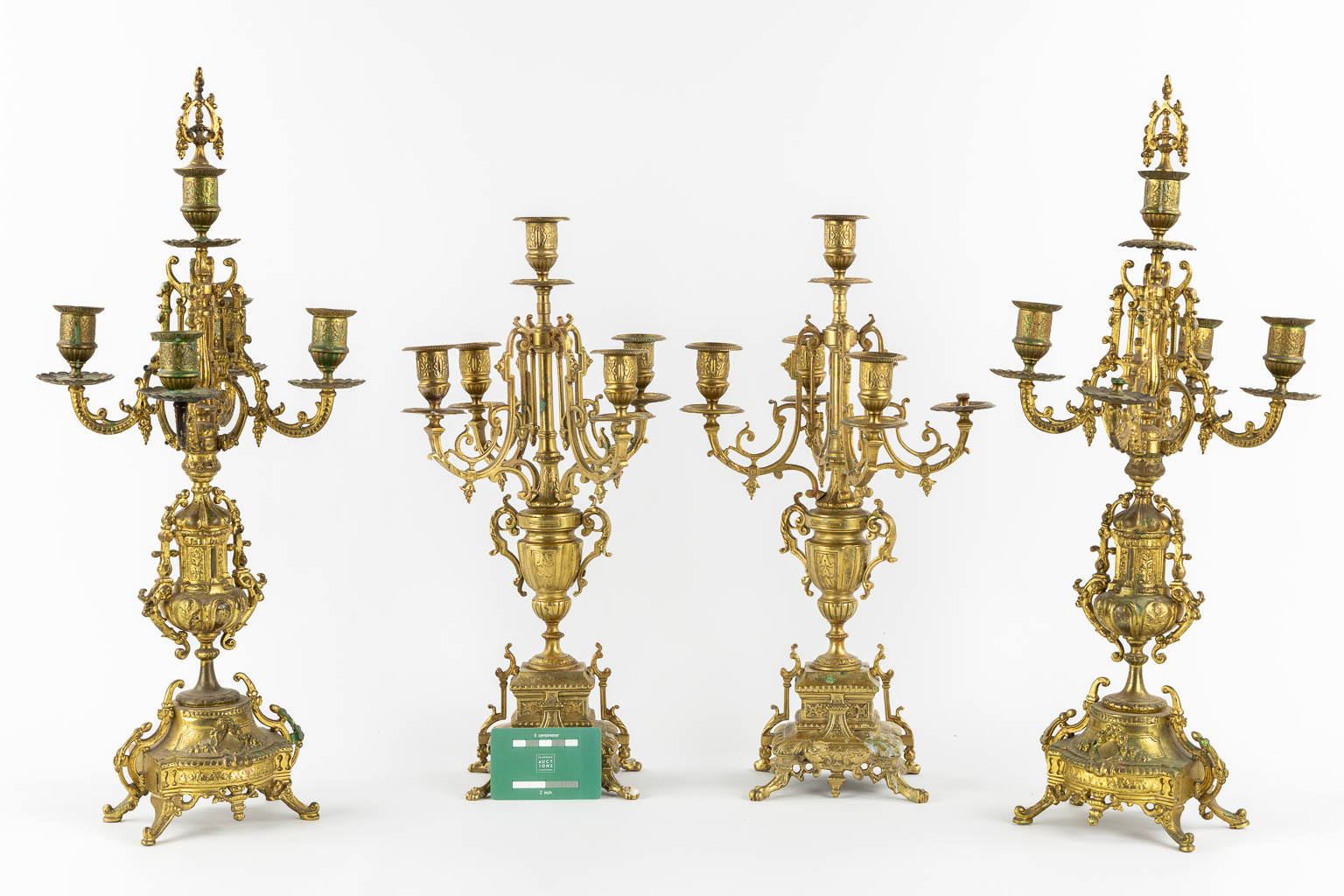 Two pairs of candelabra, bronze. (H:55,5 cm)