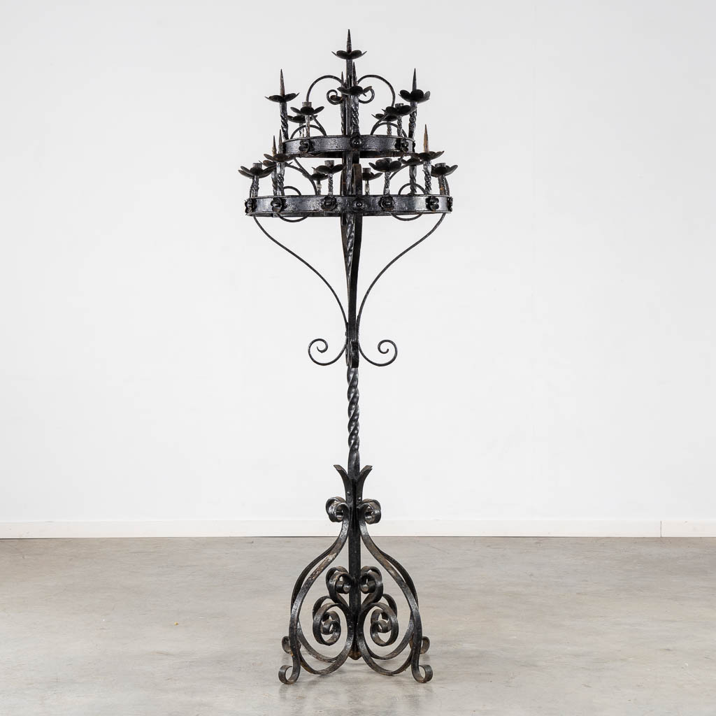 A large Chruch Altar Candelabra, Wrought iron. (H:184 x D:70 cm)