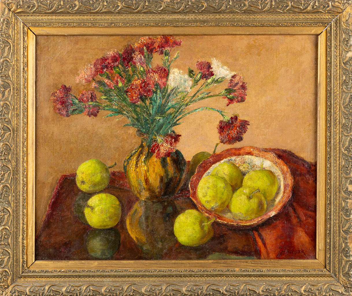 Jozef DE BELDER (1871-1927) 'Still life with apples'. (W:61 x H:50 cm)