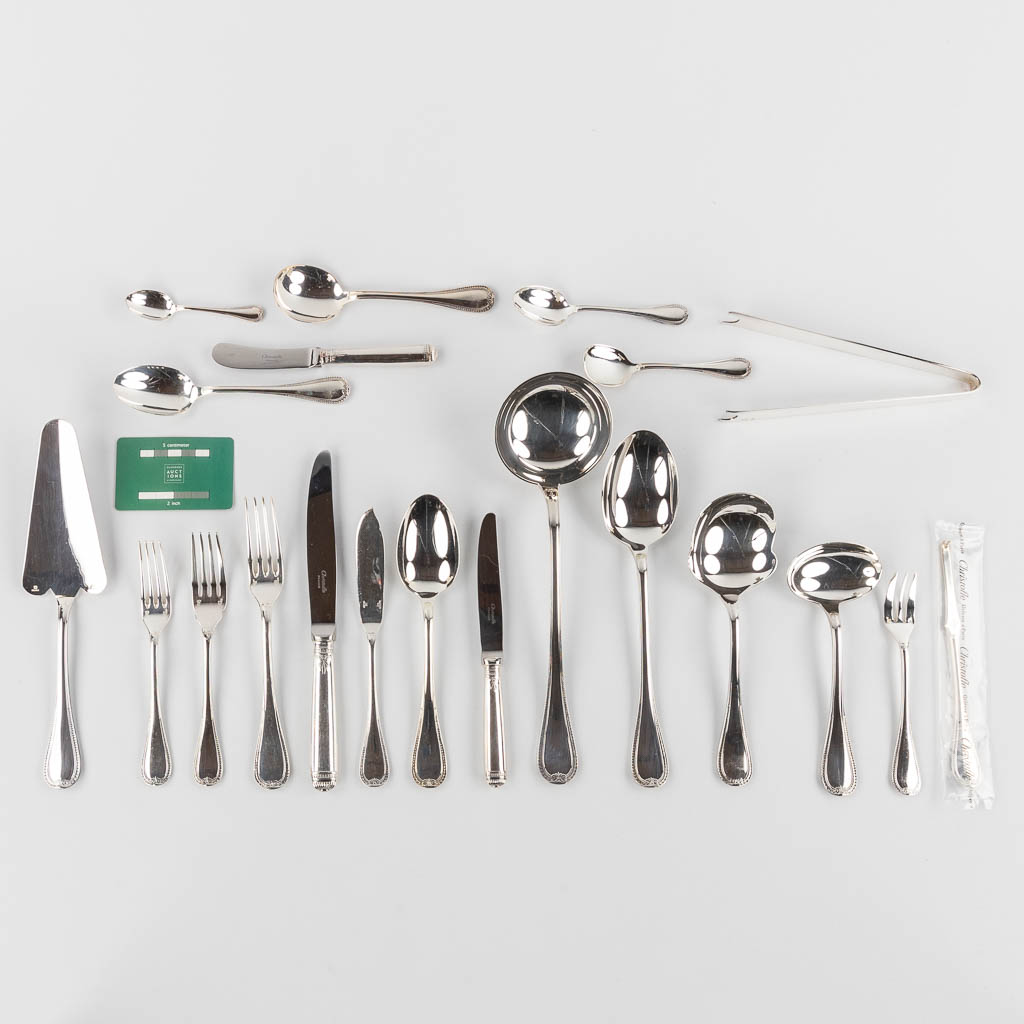 Christofle, Malmaison, 191-piece silver-plated cutlery with original cardboard boxes.