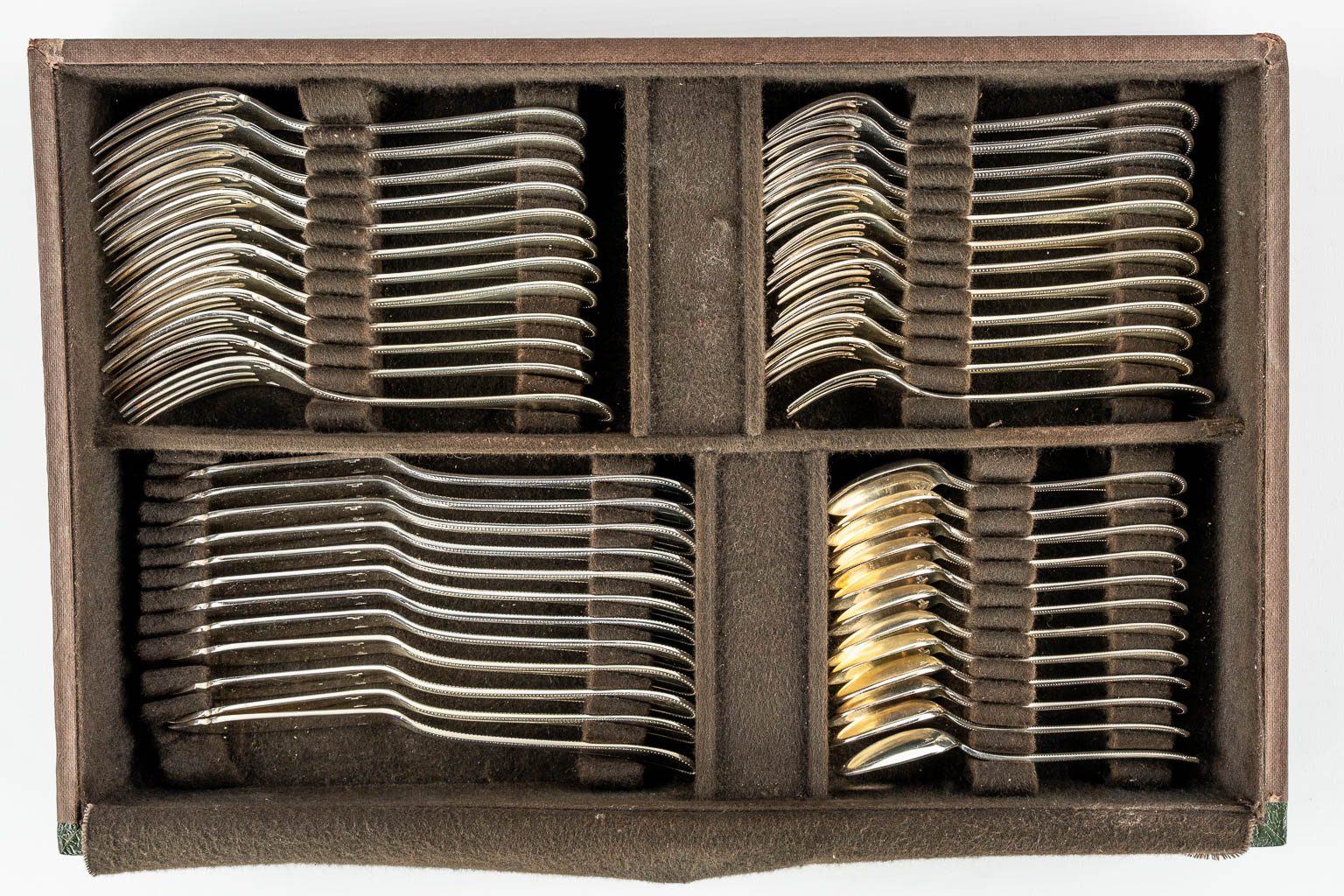 Christofle 'Perles' a 142-piece silver-plated cutlery in a Christofle chest with drawers. 