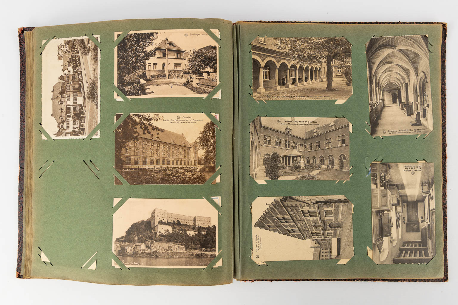 Three books with antique postcards, '14-'18, Ruines, small villages.