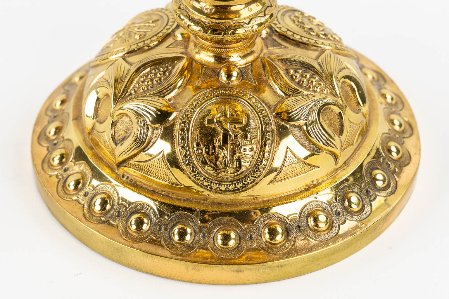 A Baroque Revival Chalice, brass with a silver cuppa, Objects of Passion decor. 19th C.