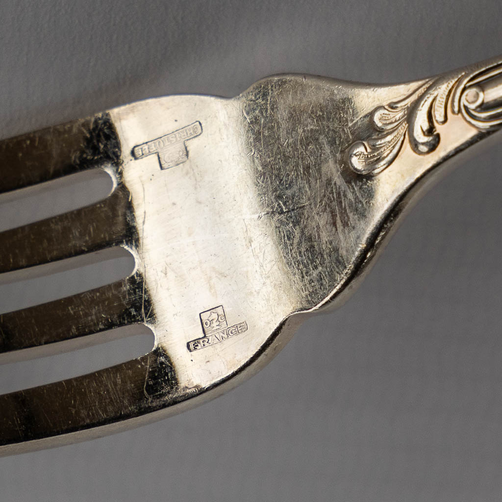 Christofle Marly, a 168-piece silver-plated cutlery. (L:28,5 cm)