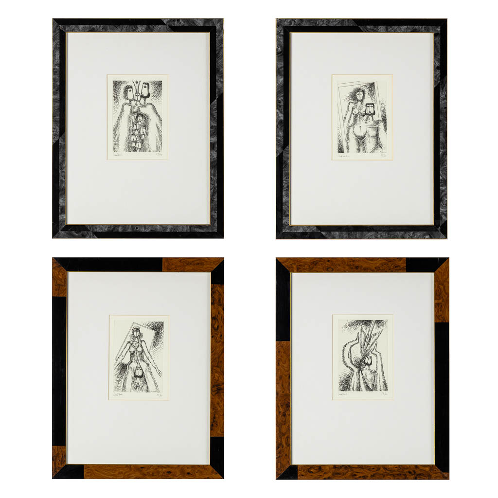 Hubert MINNEBO (1940) 'Four Etchings'. (W:10 x H:14,5 cm)