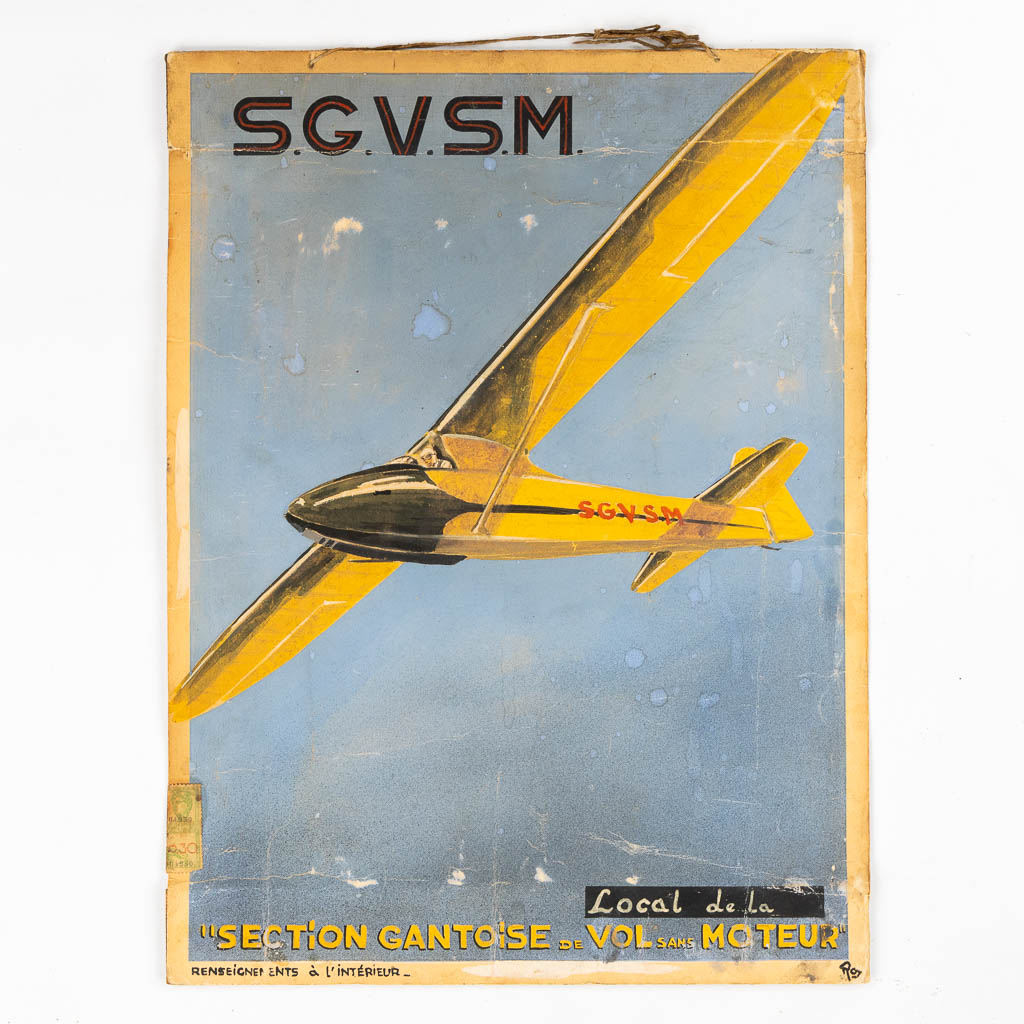 Five advertising boards with Aviation thème, De Beuckelaer, Bovril, SGVSM. (W:40 x H:60 cm)