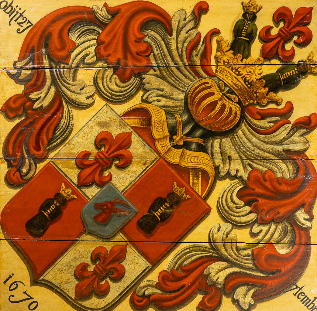 Een uitzonderlijke Obiit, Heraldiek voor Ingelmunster. Gedateerd 27/09/1670. (W:183 x H:183 cm)