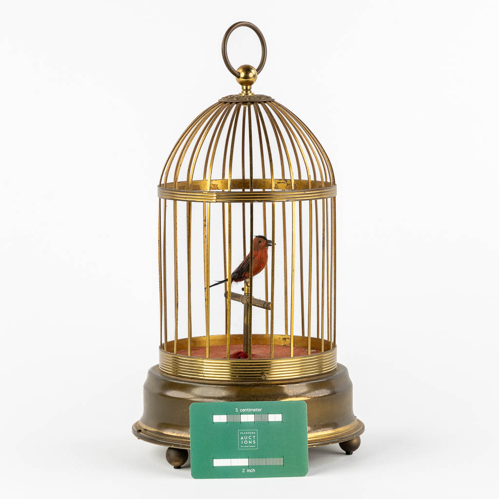 An automata in the shape of a birdcage, with a singing bird. Germany. (c.1960.)