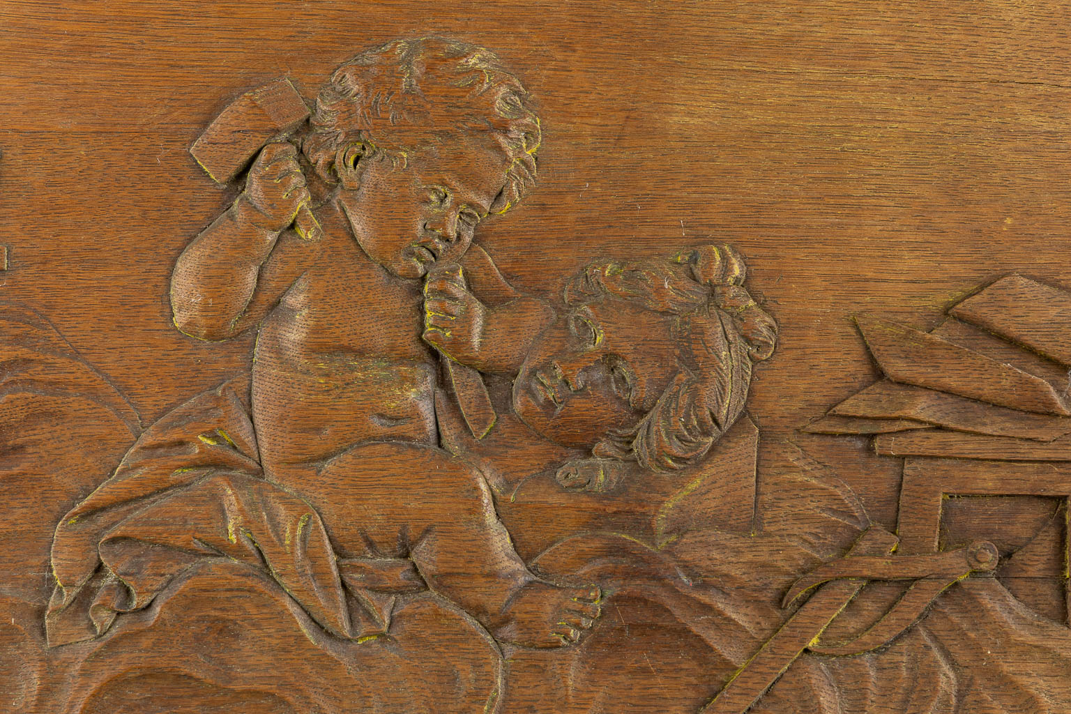 A wood-sculptured panel from the Arts series 