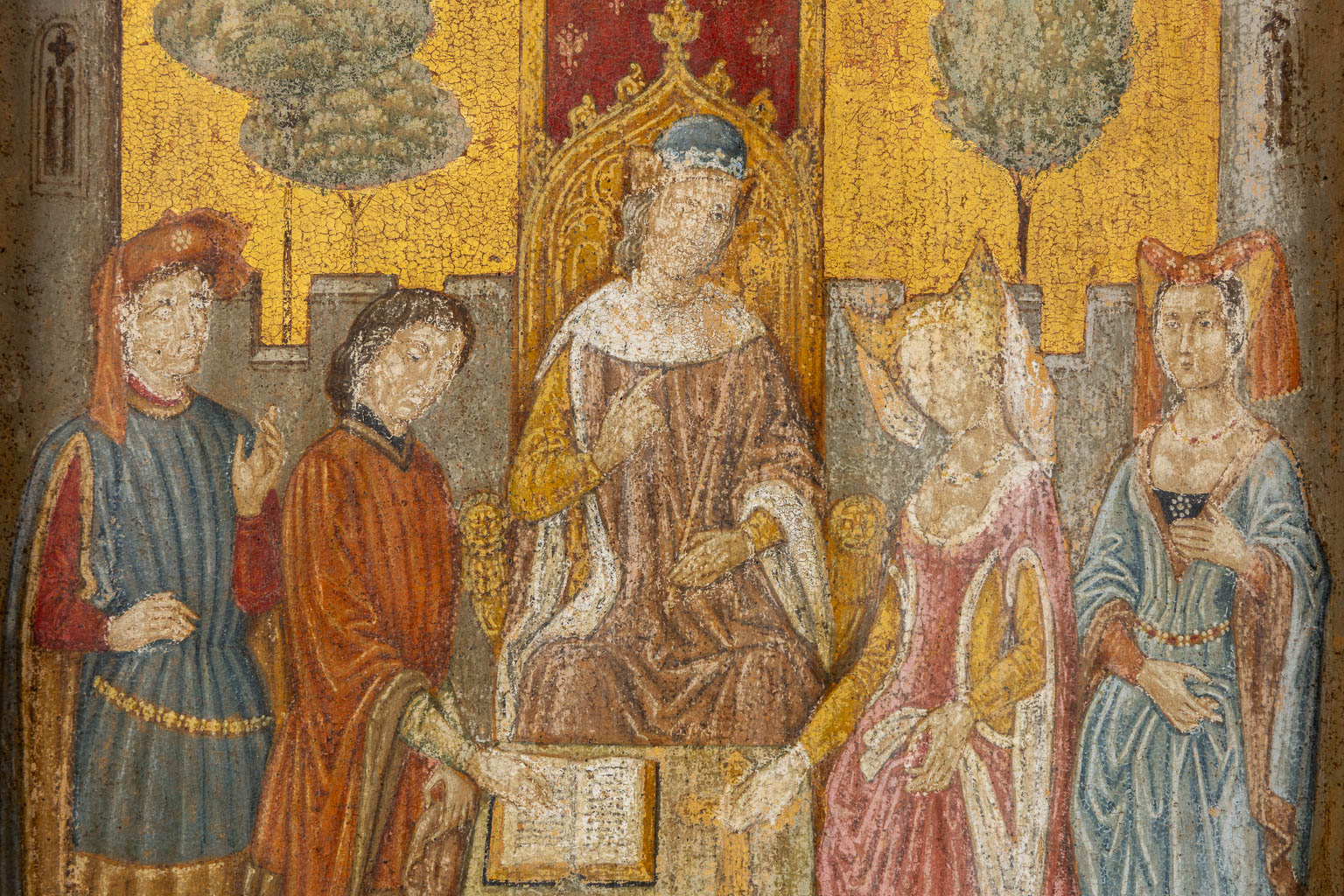 An antique medieval style painting, attributed to 