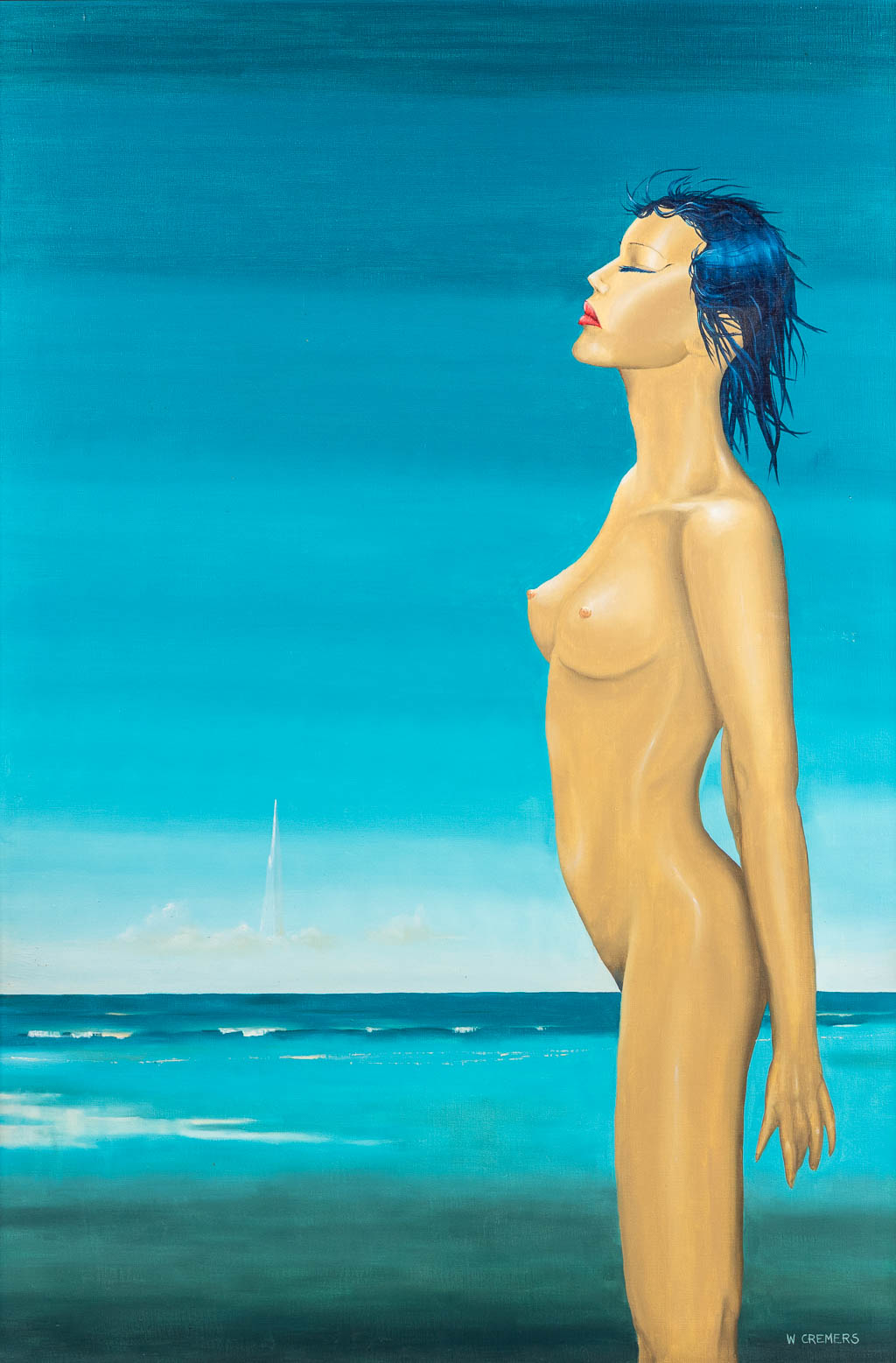 Walter CREMERS (1949-1996) 'Naked on the beach'. (W:80 x H:120 cm)