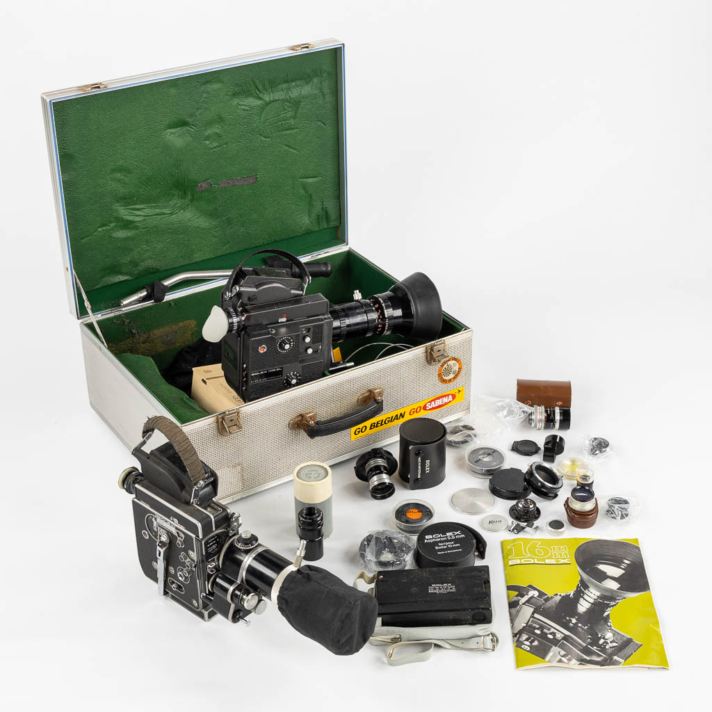 Bolex H-16-EL, Bolex H-16 Relfex, twee camera's met accessoires. (L:45 x W:55 x H:21 cm)