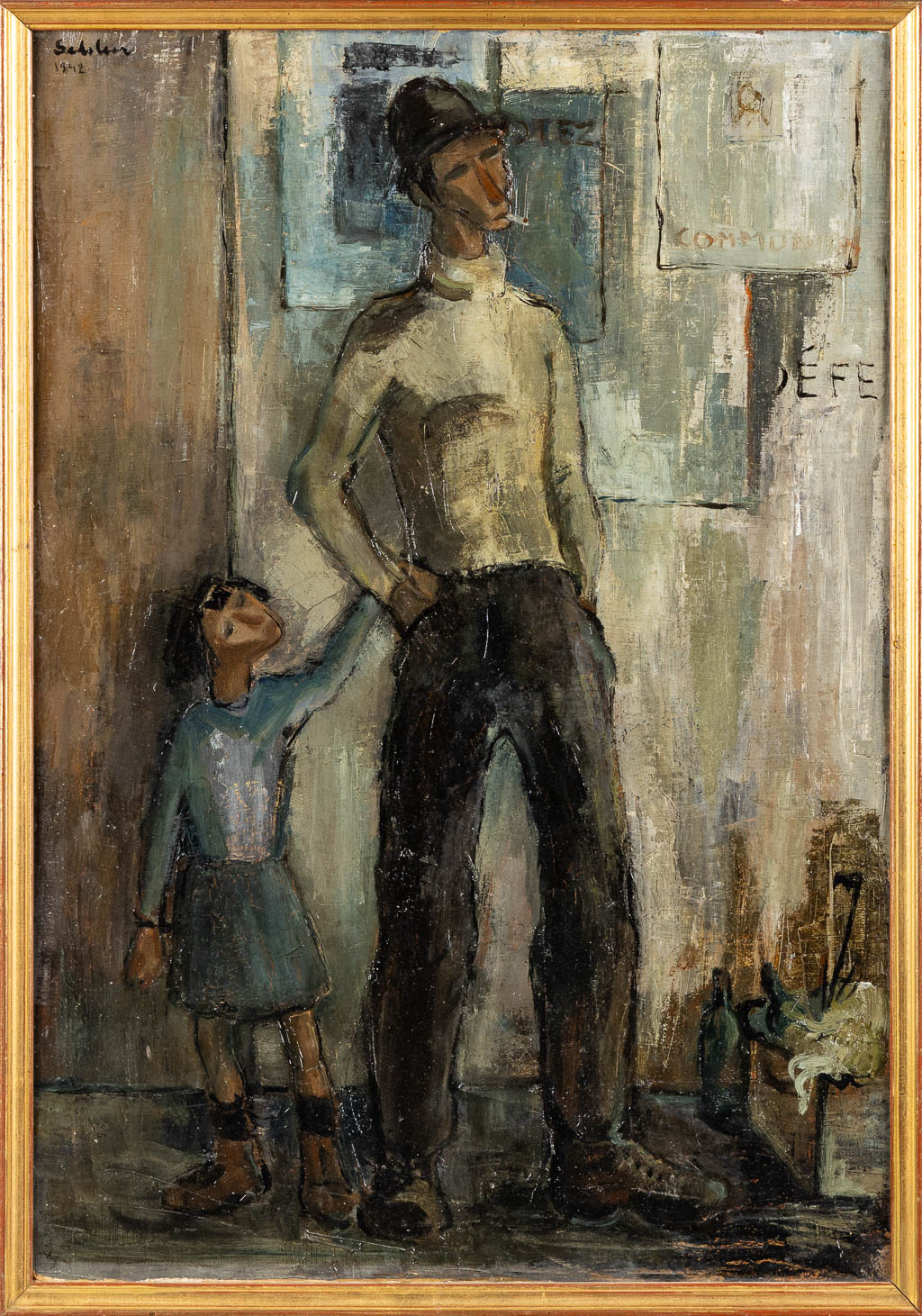 Jacques DE SADELEER (1920) 'Man with his Daughter' 1942. 