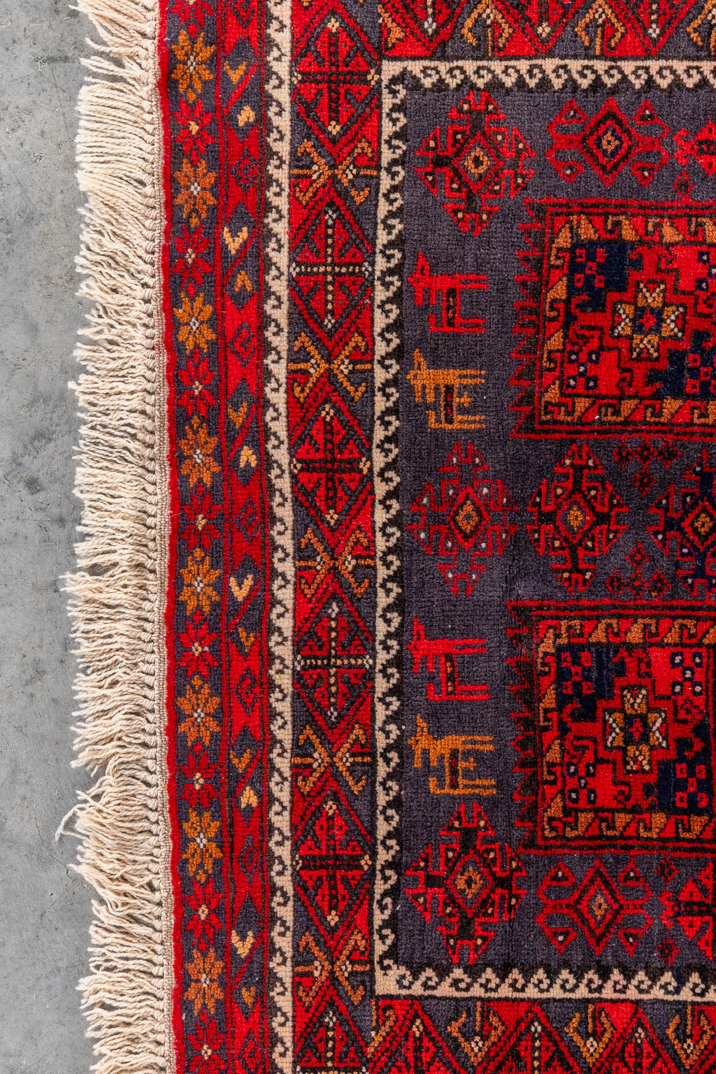 Two Oriental hand-made carpets, Afghan. (L:205 x W:119 cm)