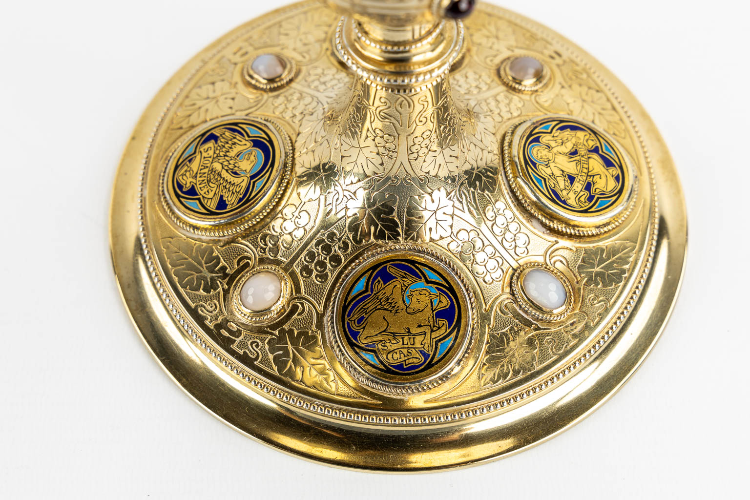 A Chalice, Gold-plated with enamel cartouches of 