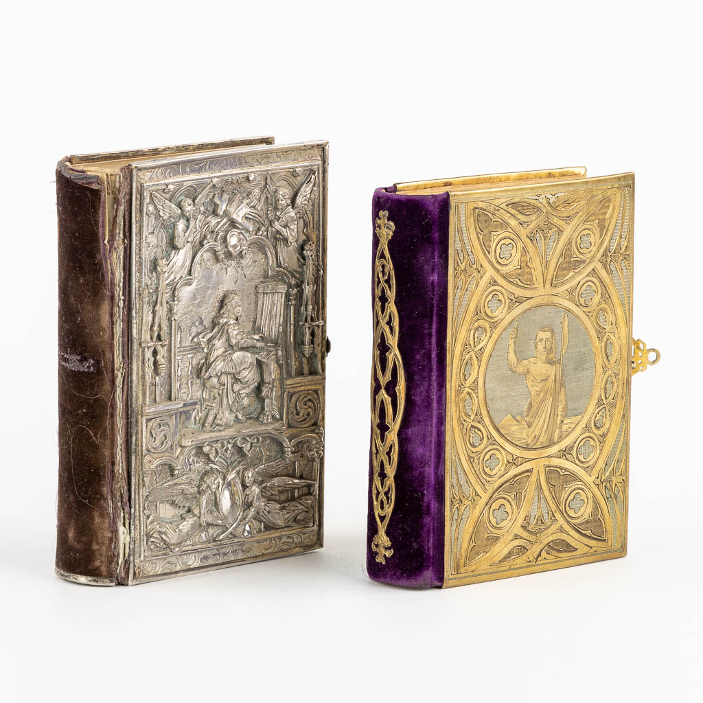 Two richly decorated Devotional pocket books, 1846 and 1851. (L:4 x W:10 x H:14 cm)