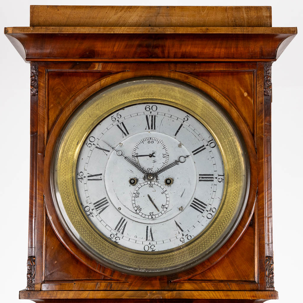 An large Grandfather clock, Compensating pendulum, Hour, seconds and date. Empire, 19th C. (L:26 x W:57 x H:220 cm)