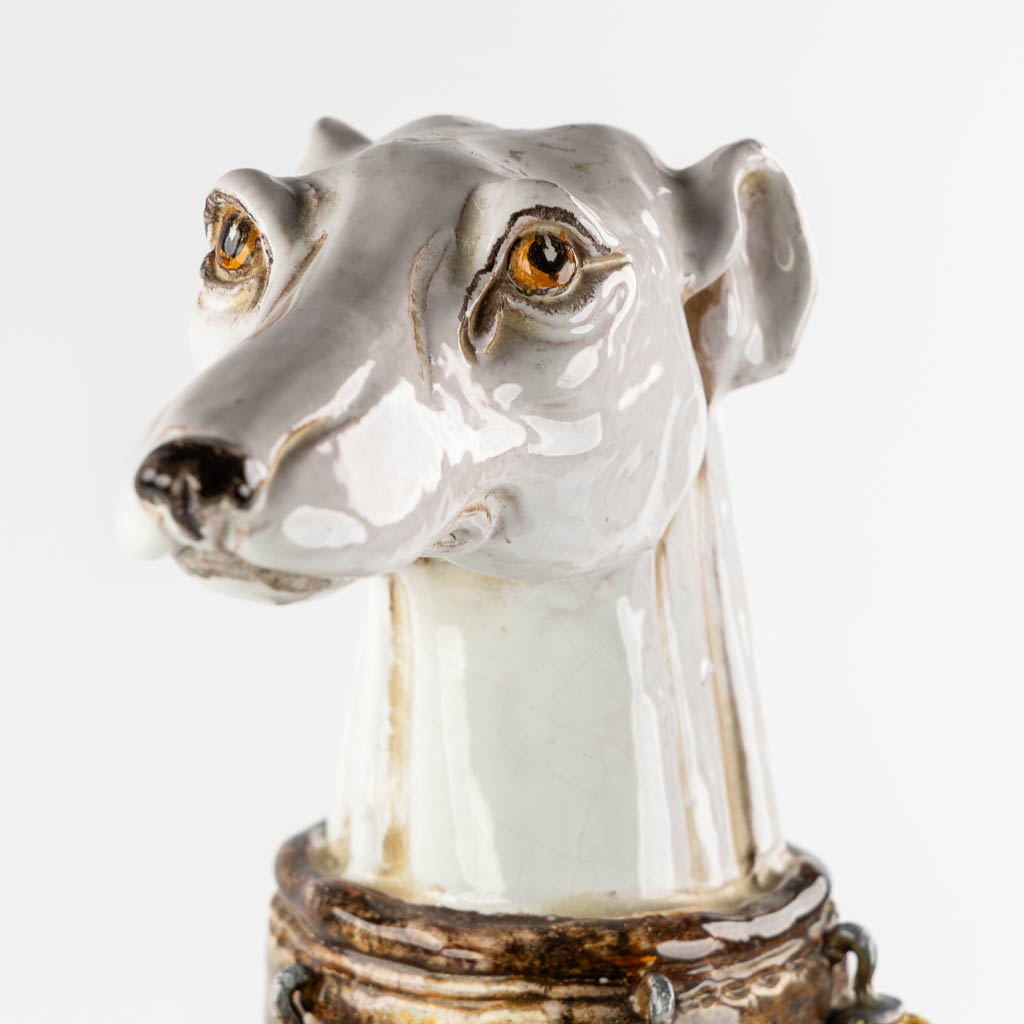 Figurine of a Greyhound, glazed terracotta. Italy, 20th C. (L:24 x W:42 x H:67 cm)