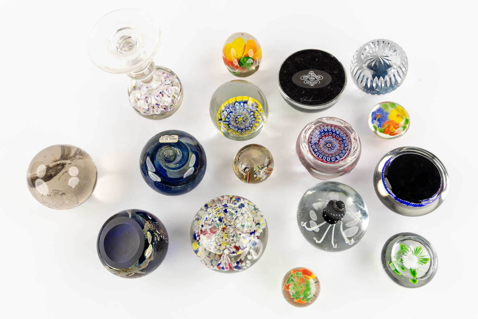 Louis Leloup, John Derian, Rock Crystal, a collection of 13 paperweights. (H:15 cm)