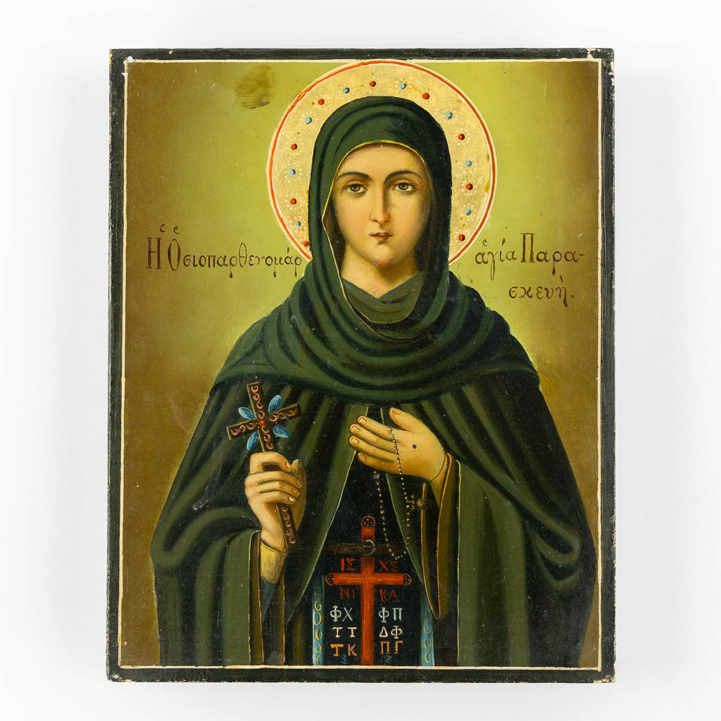 A Greek icon 'Saint Filothei', 20th C. (W:24 x H:30 cm)