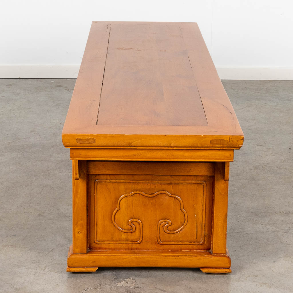 A Chinese low coffee table with 3 drawers. (L: 44 x W: 162 x H: 45 cm)