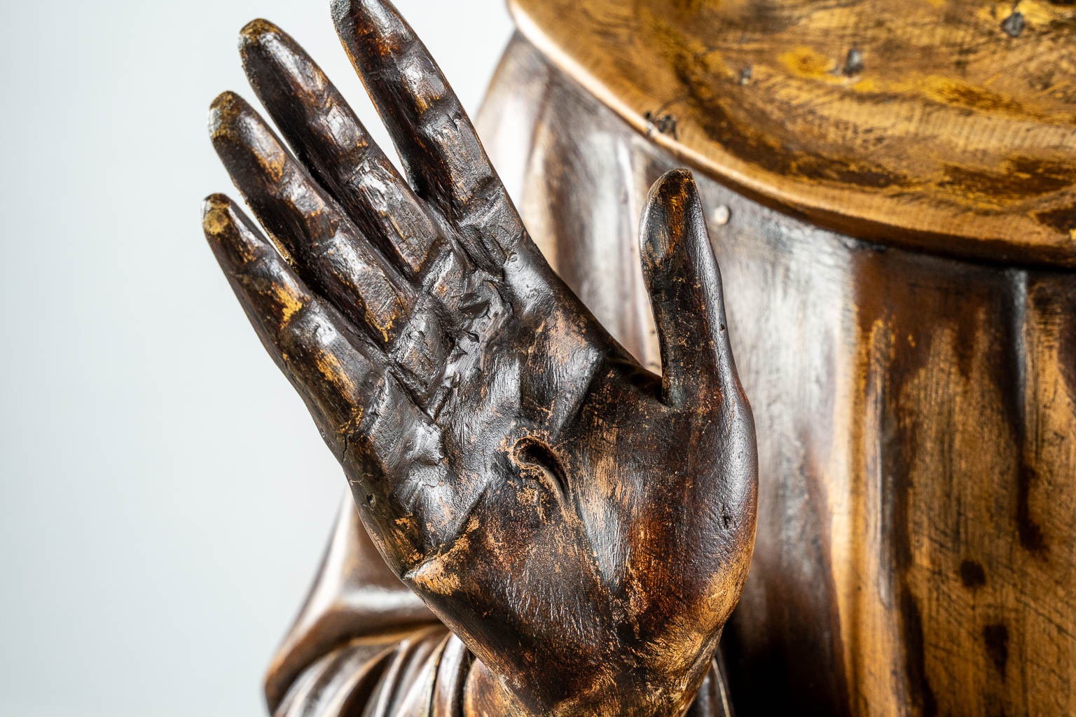 An antique wood-sculpture of Saint Francis of Assisi, 19th C.