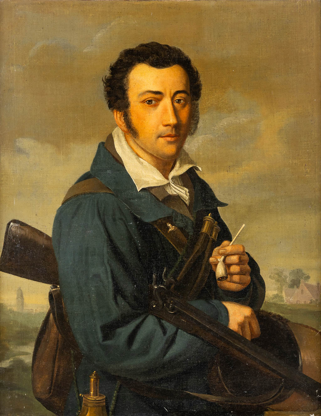 French School, Portrait of a Soldier, oil on canvas. Empire Period. (W ...