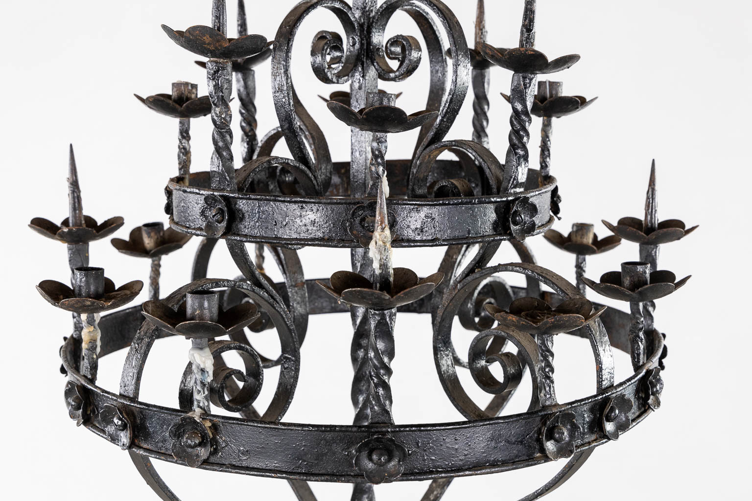 A large Chruch Altar Candelabra, Wrought iron. (H:184 x D:70 cm)