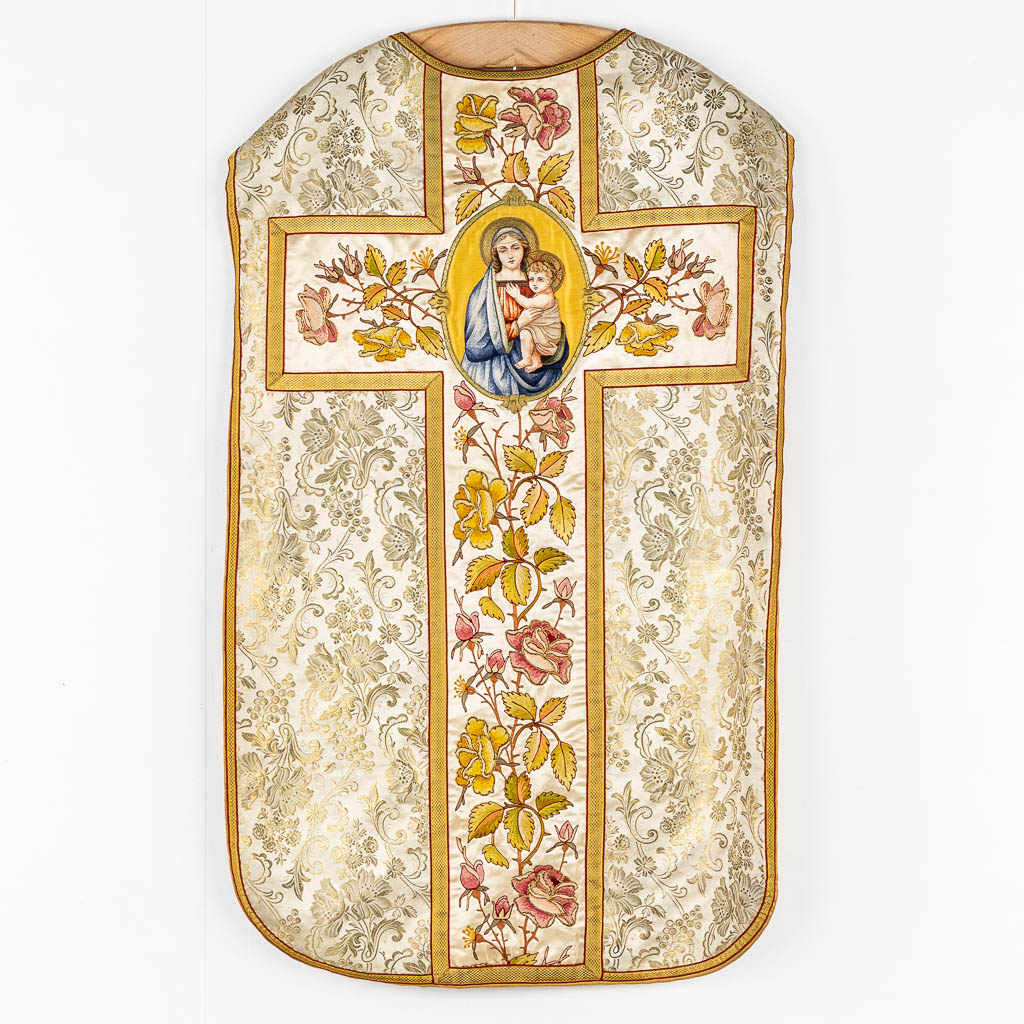 A pair of Dalmatics and three Roman Chasubles, Thick Gold Thread and embroideries.