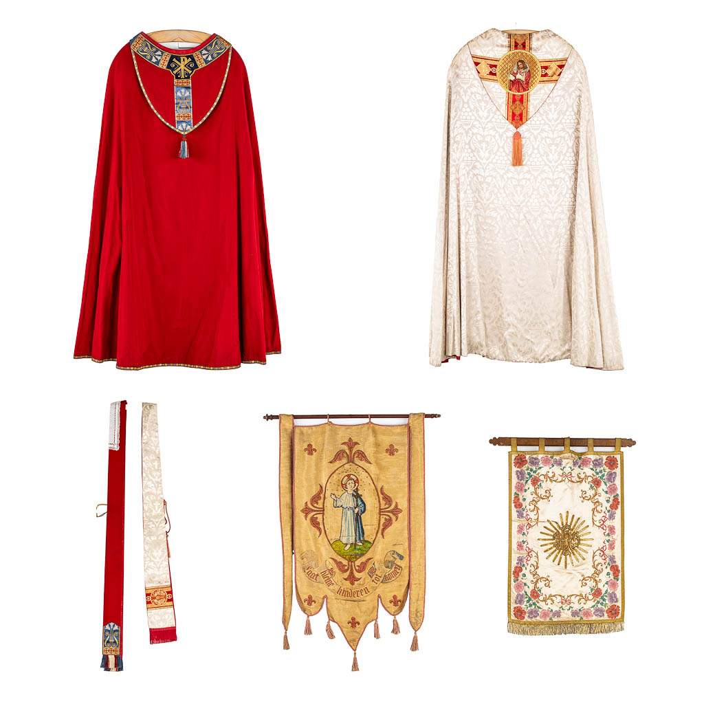 Two Chasubles and Two Banners, Embroideries. 