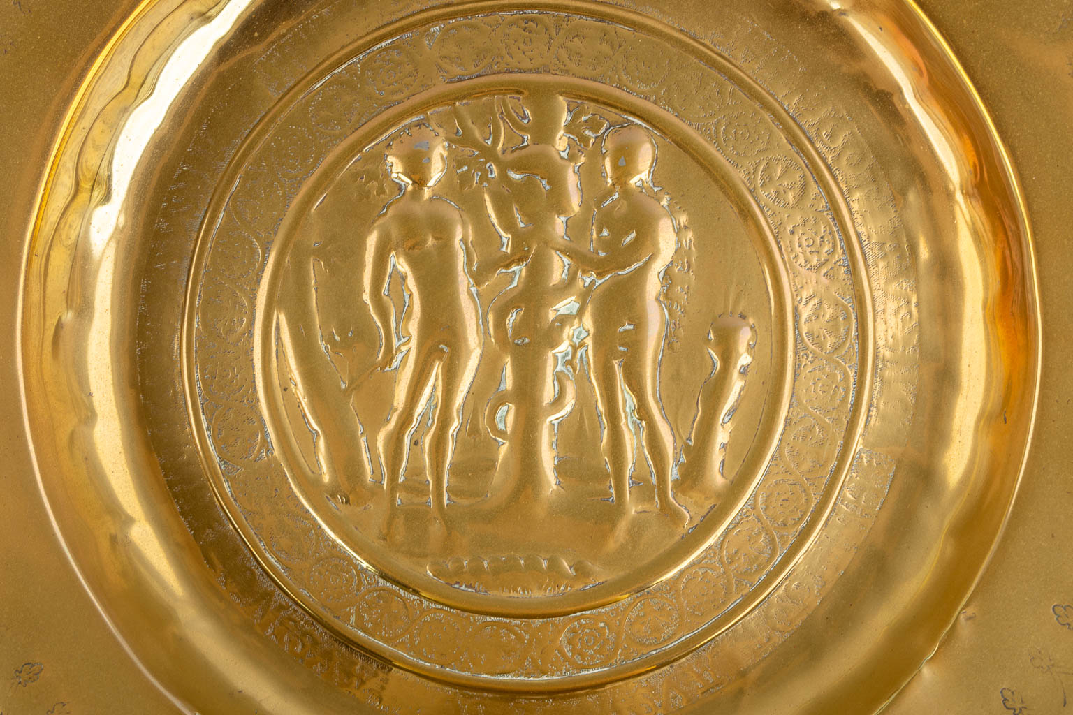 A Nuremberg brass Alms Dish, 