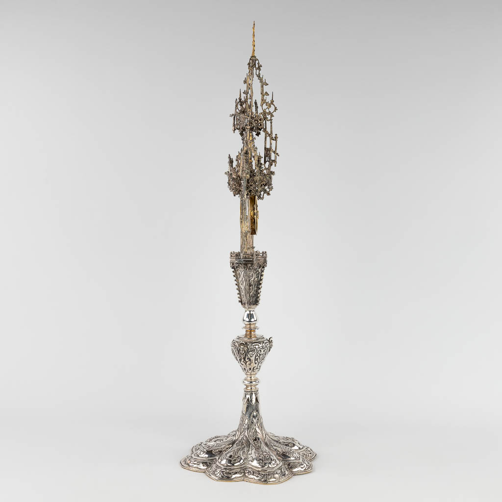 An exceptional tower monstrance, Germany, 16th and 17th C. Late gothic period. (L:26 x W:27 x H:79 cm)