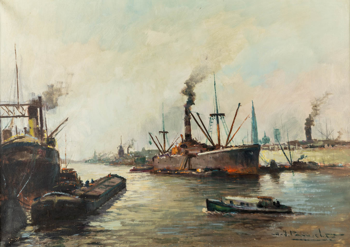 Henri PAUWELS (1903-1983) 'Havenzicht'. (W:99 x H:70 cm)