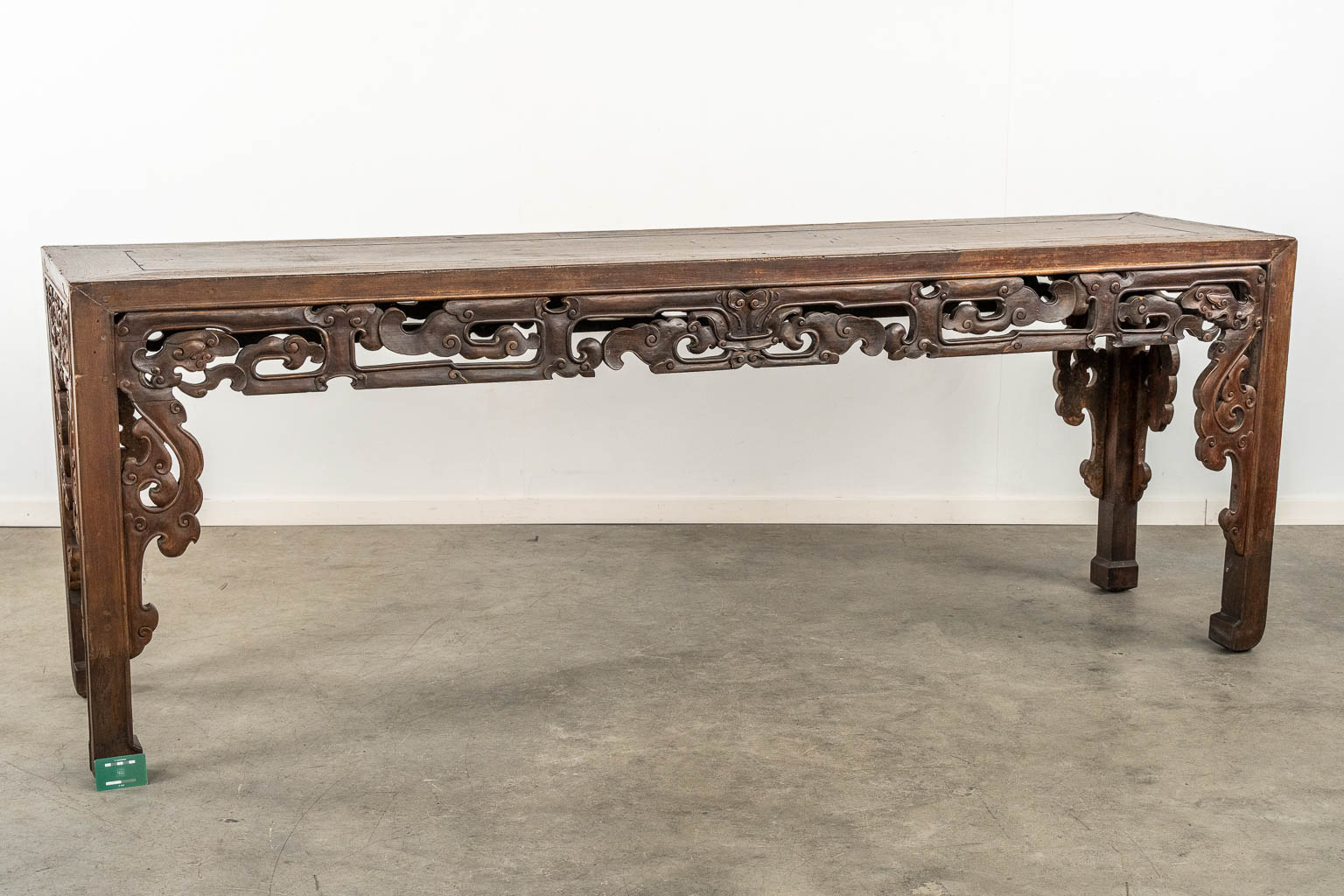 A large Chinese hardwood Altar or Console table, sculptured hardwood. 