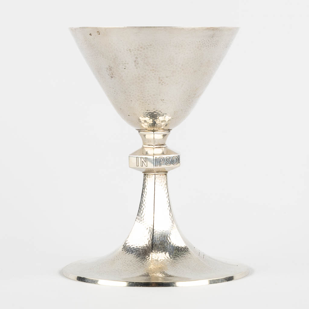  Biais Frères & Fils, a hammered silver chalice. France. 519g. 