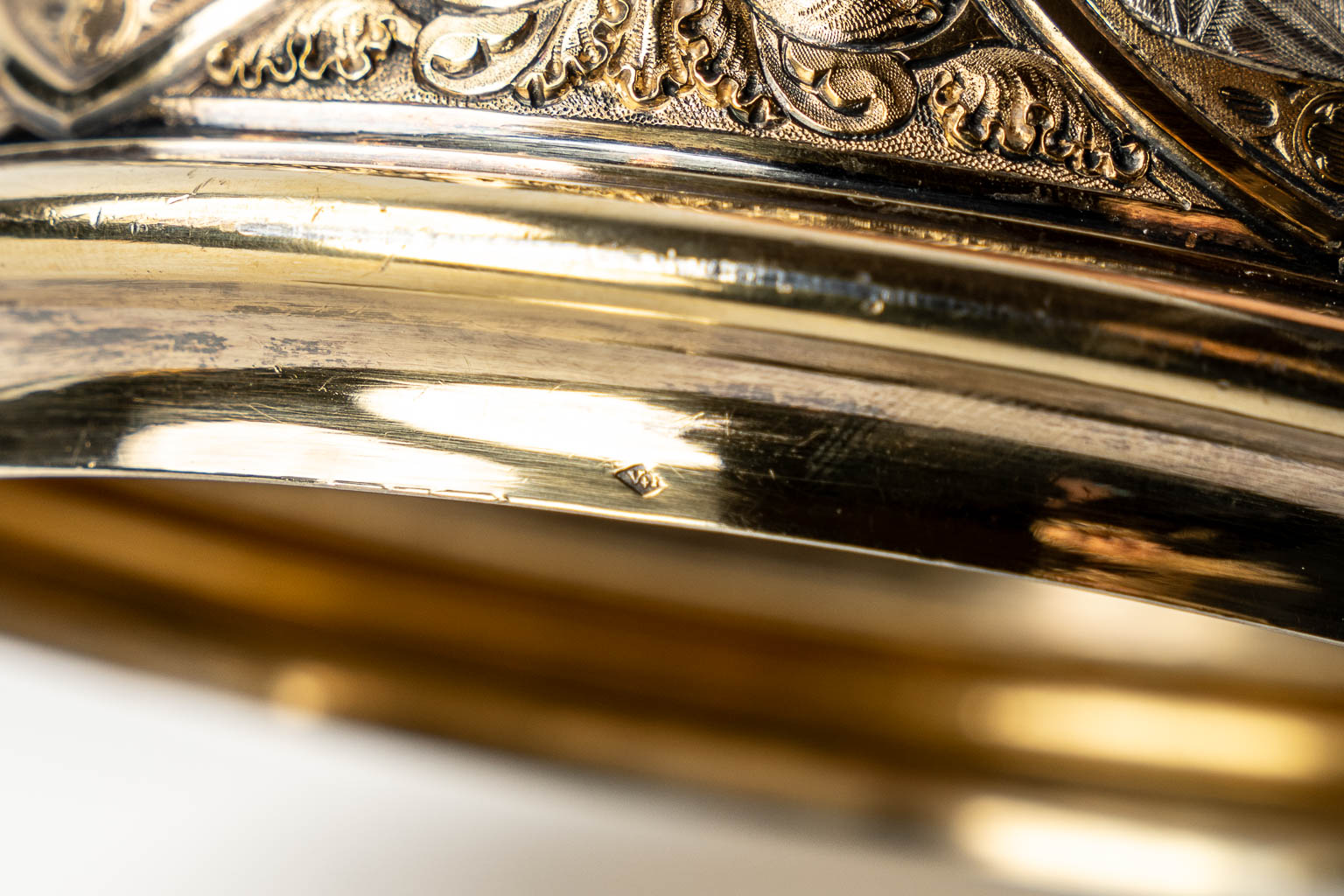 A magnificent quality Gothic Revival Chalice, engraved images of 18 apostles and saints, 19th C. 1,357kg. 