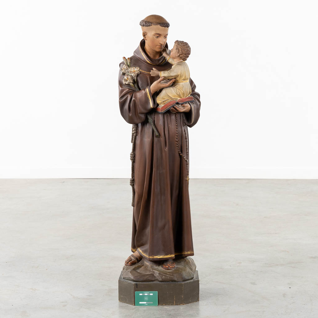 Saint Anthony with a Child, polychrome plaster. (H:109 cm)