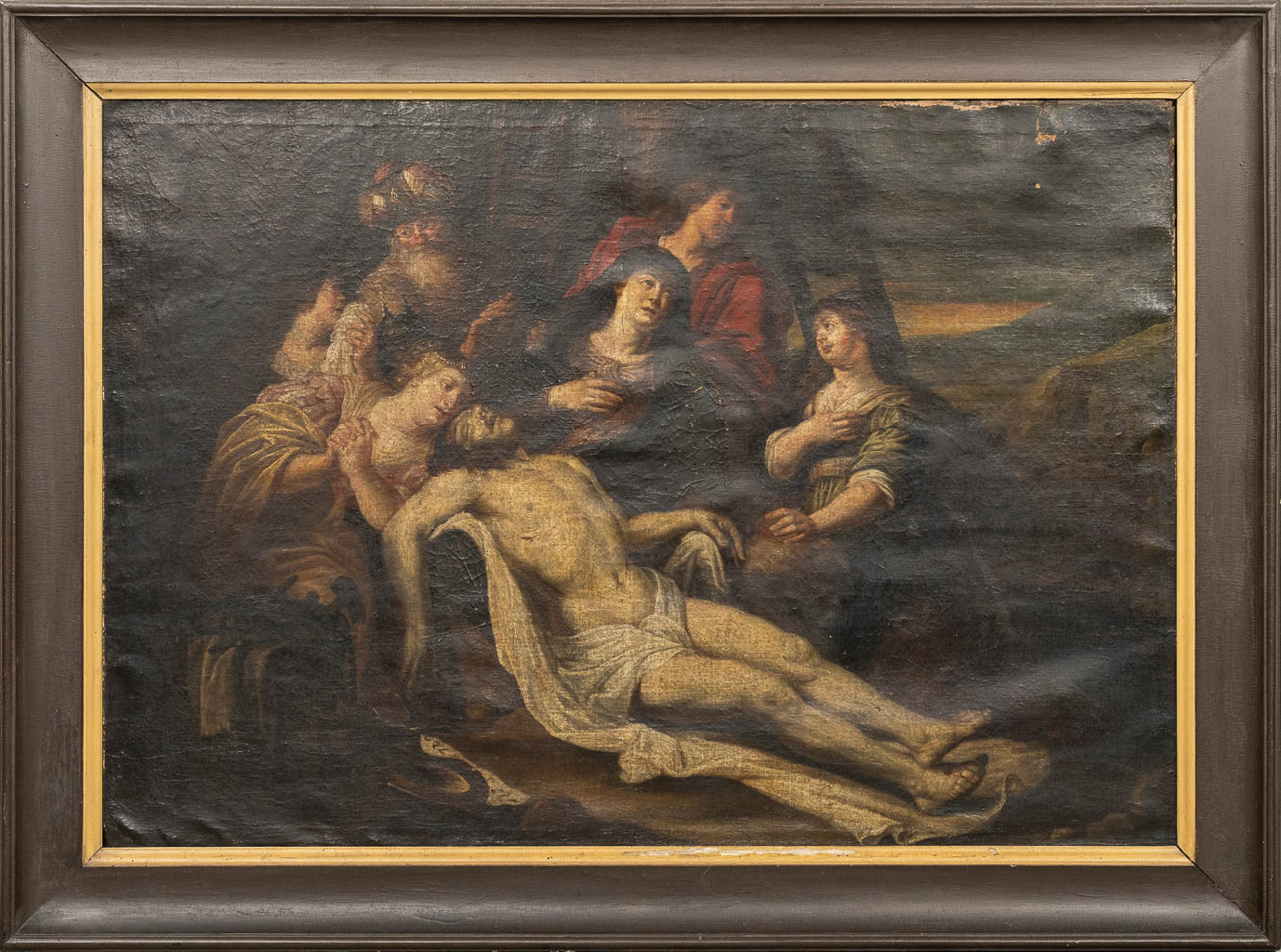 An antique painting 'The Descent from the cross', oil on canvas. 18th C.